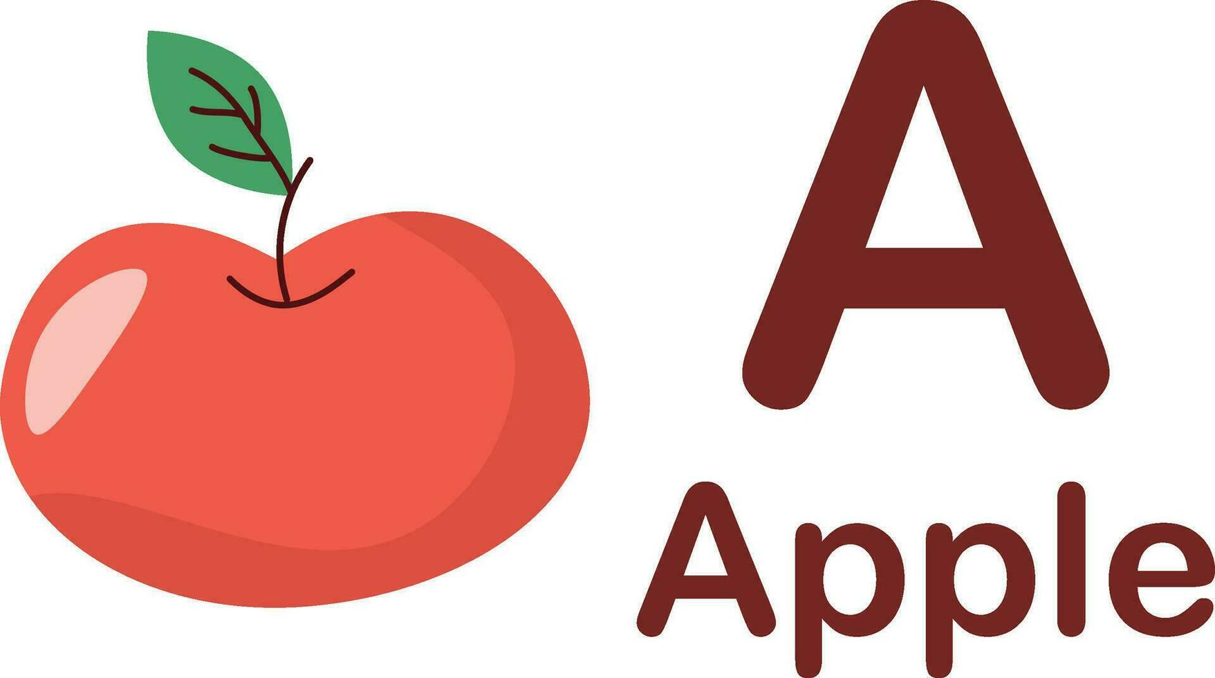 Apfel mit Brief A, Illustration zum Kinder, Lernen Briefe vektor