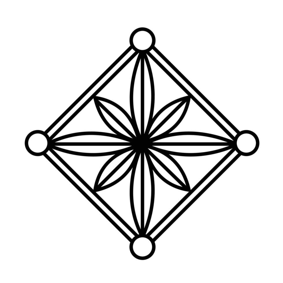 Zier Blume dekorativ Element im Diamant geformt Rahmen Vektor Symbol Illustration isoliert auf Platz Weiß Hintergrund. einfach eben Karikatur Kunst gestylt Zeichnung.