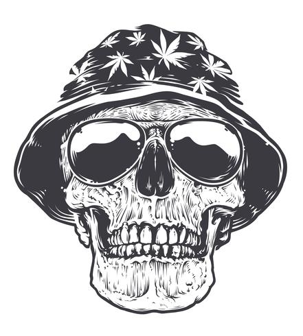 Rasta Skull i hatt och solglasögon vektor