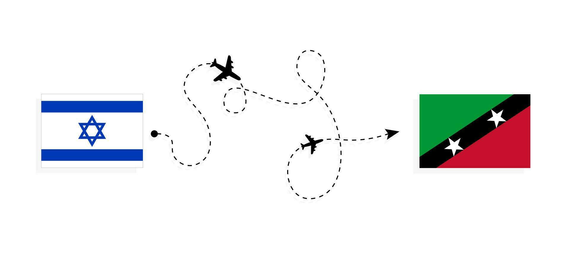 Flug und Reise von Israel zu Heilige Kätzchen und nevis durch Passagier Flugzeug Reise Konzept vektor