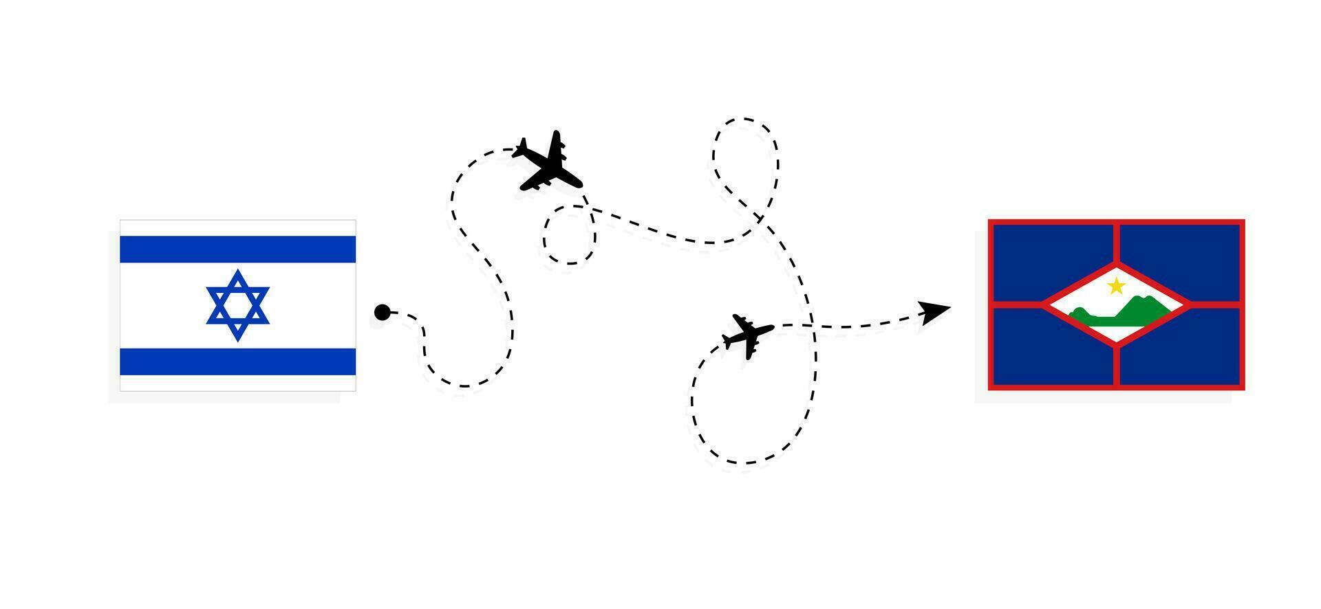 flyg och resa från Israel till sint eustatius förbi passagerare flygplan resa begrepp vektor