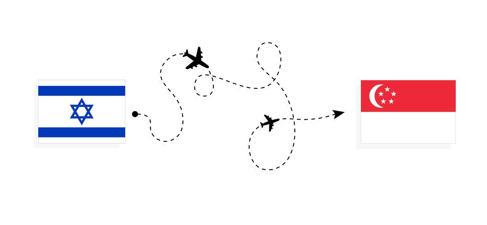 Flug und Reise von Israel zu Singapur durch Passagier Flugzeug Reise Konzept vektor