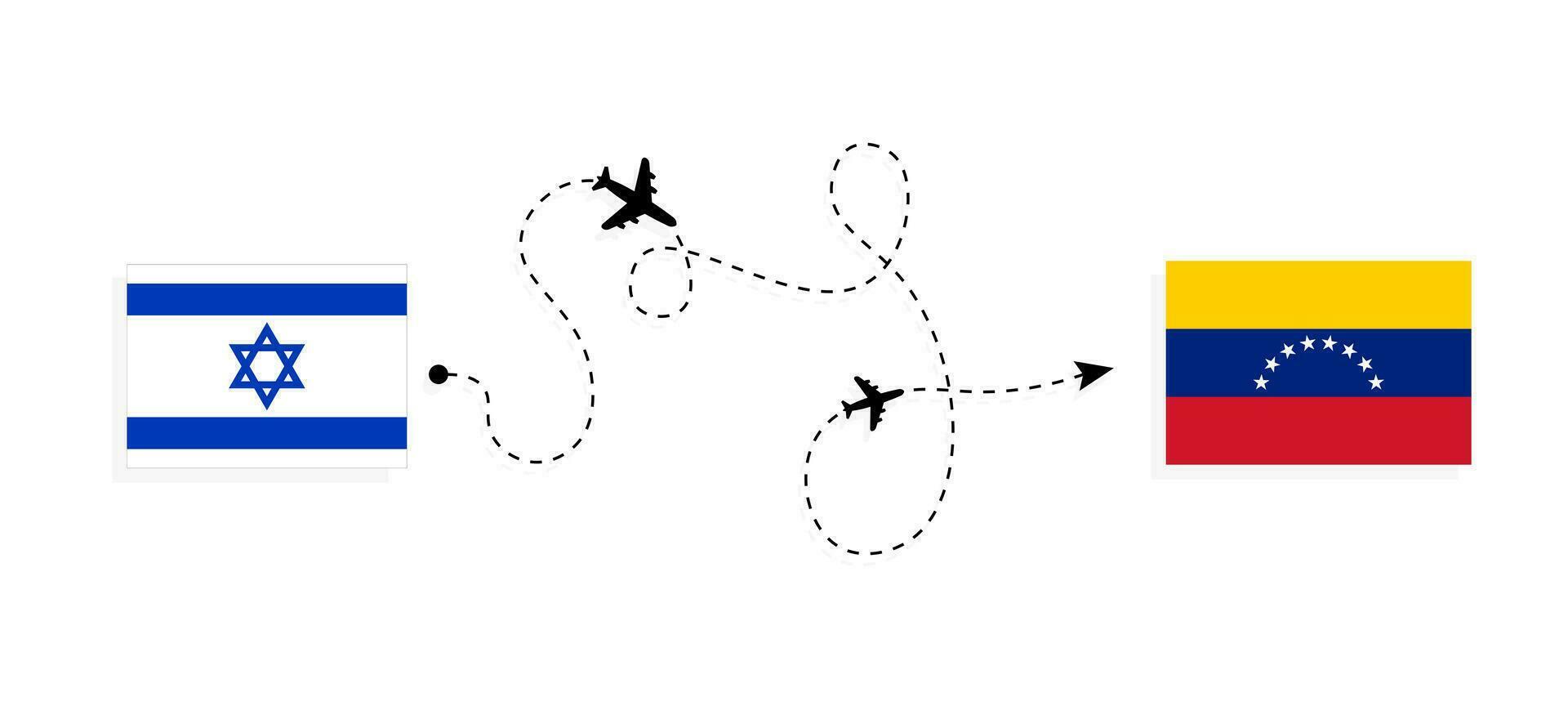 Flug und Reise von Israel zu Venezuela durch Passagier Flugzeug Reise Konzept vektor