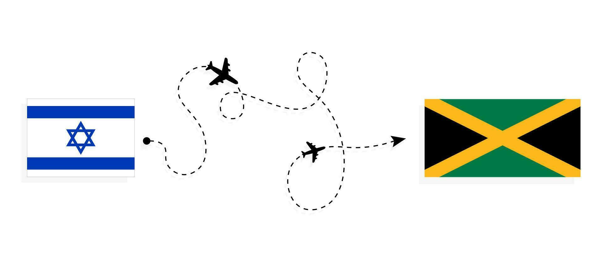 Flug und Reise von Israel zu Jamaika durch Passagier Flugzeug Reise Konzept vektor