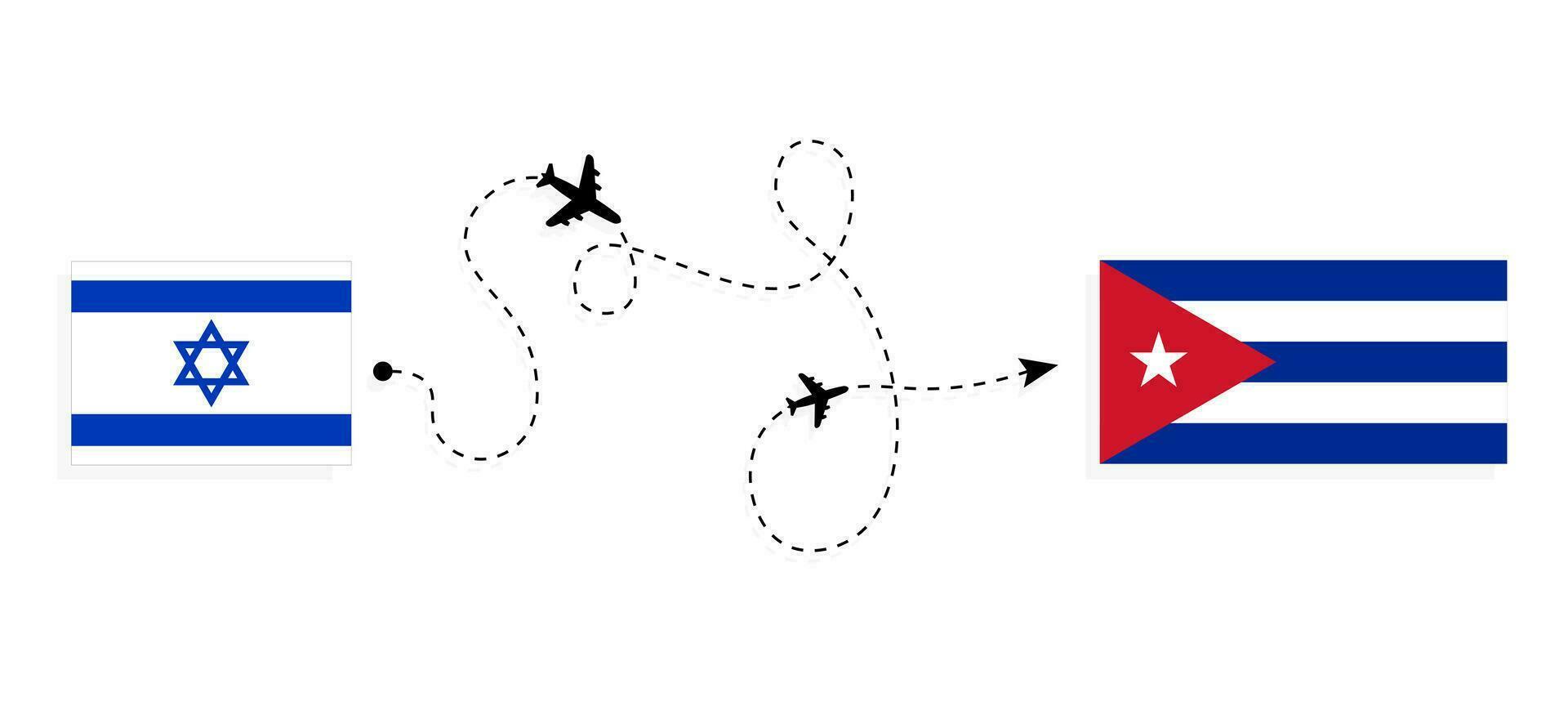 flyg och resa från Israel till kuba förbi passagerare flygplan resa begrepp vektor