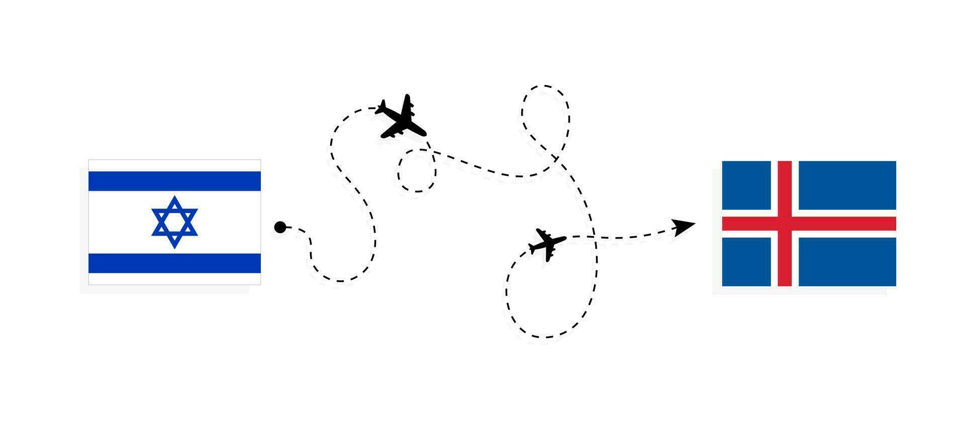 Flug und Reise von Israel zu Island durch Passagier Flugzeug Reise Konzept vektor