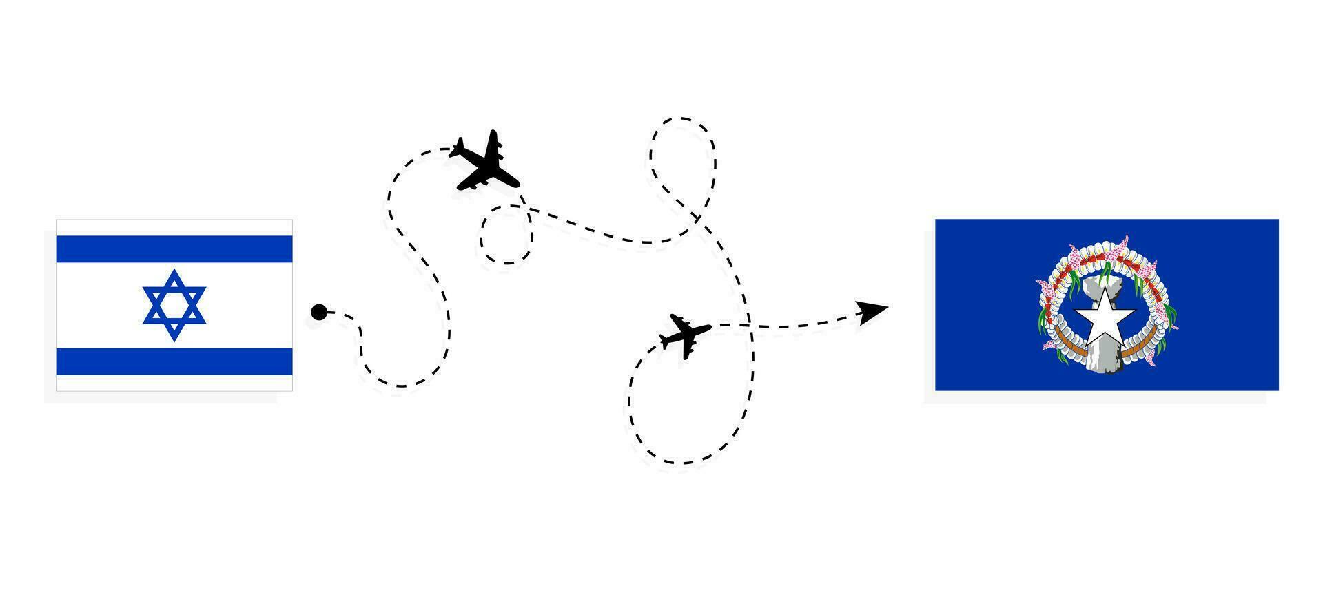 flyg och resa från Israel till nordlig mariana öar förbi passagerare flygplan resa begrepp vektor