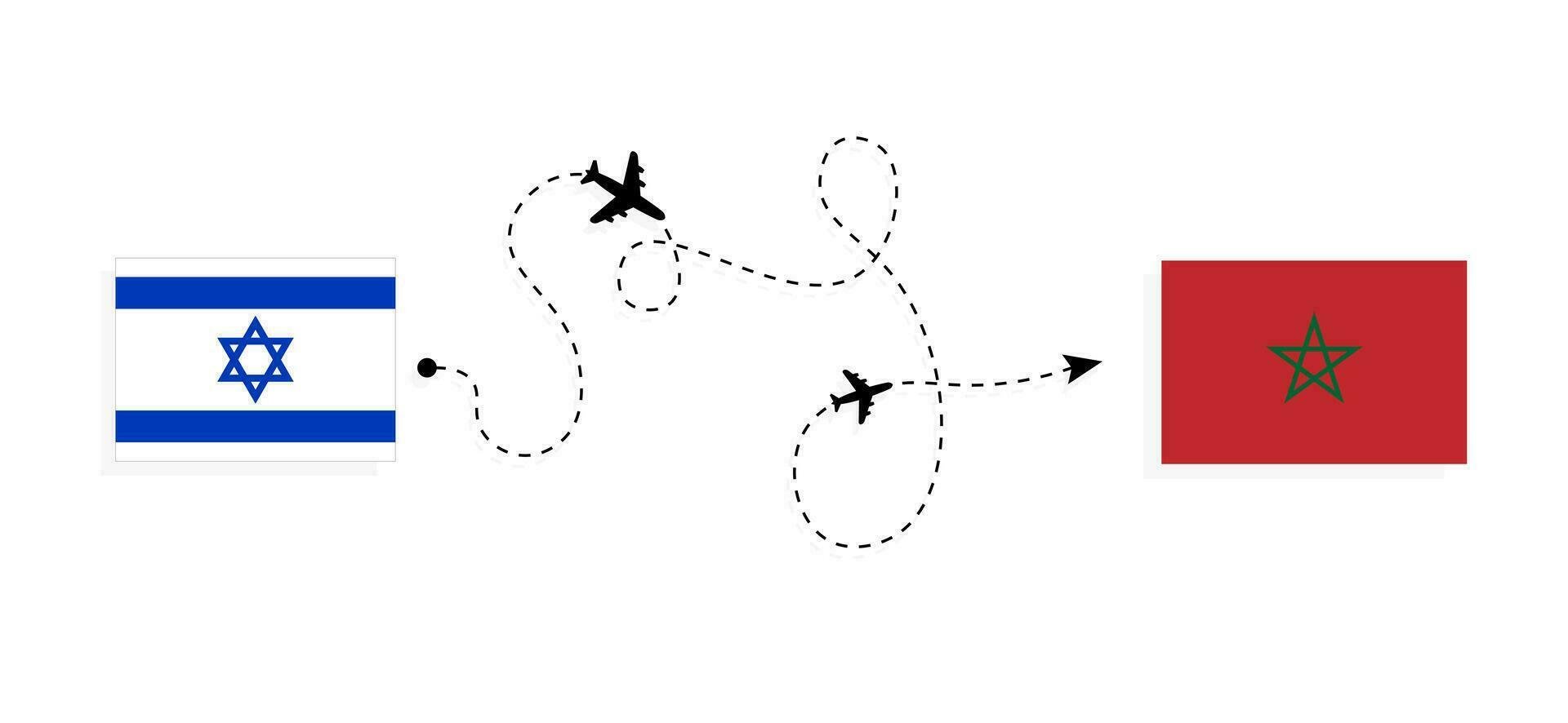 Flug und Reise von Israel zu Marokko durch Passagier Flugzeug Reise Konzept vektor