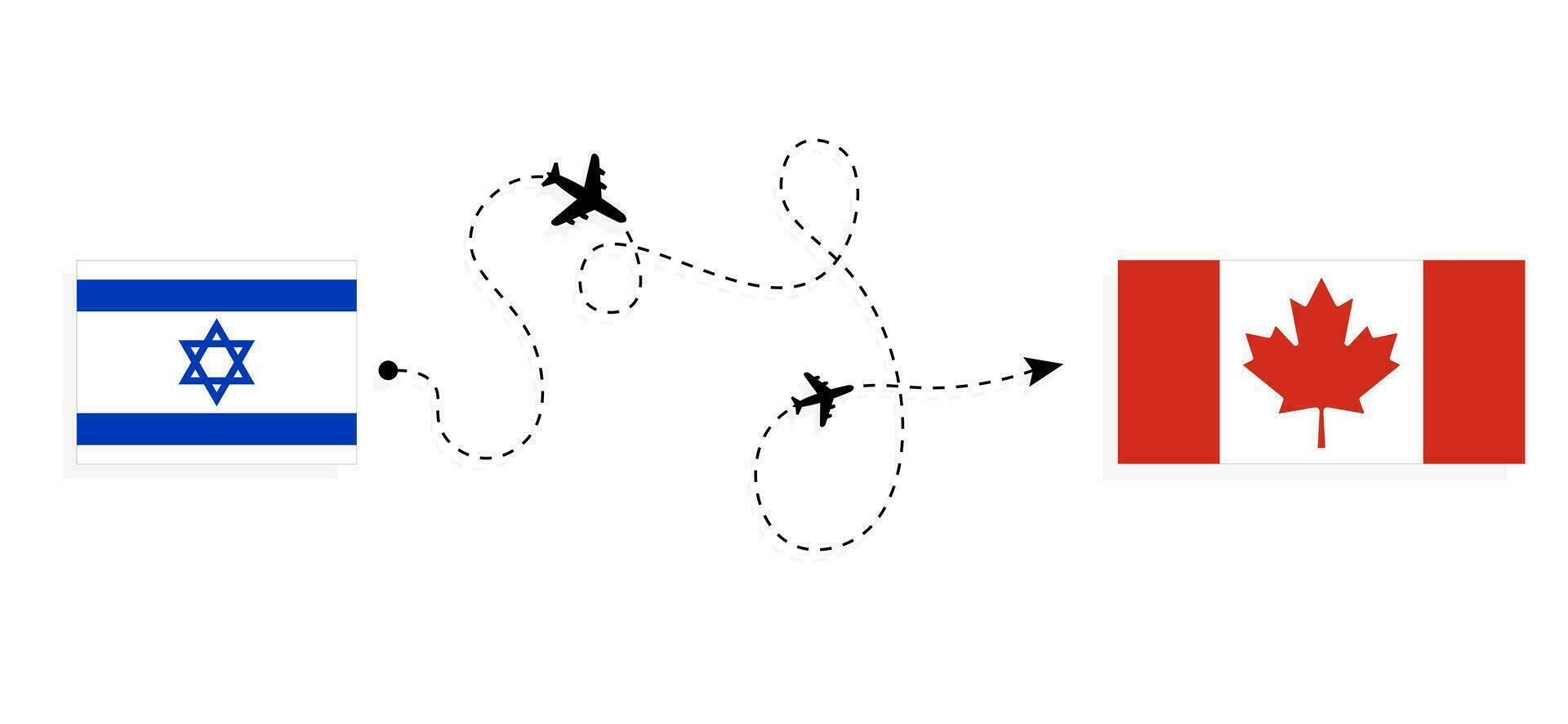 flyg och resa från Israel till kanada förbi passagerare flygplan resa begrepp vektor