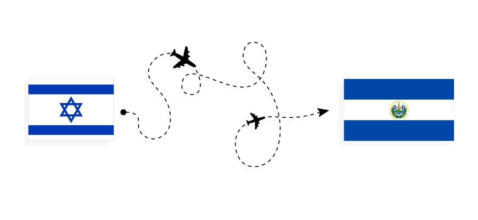 flyg och resa från Israel till el salvador förbi passagerare flygplan resa begrepp vektor