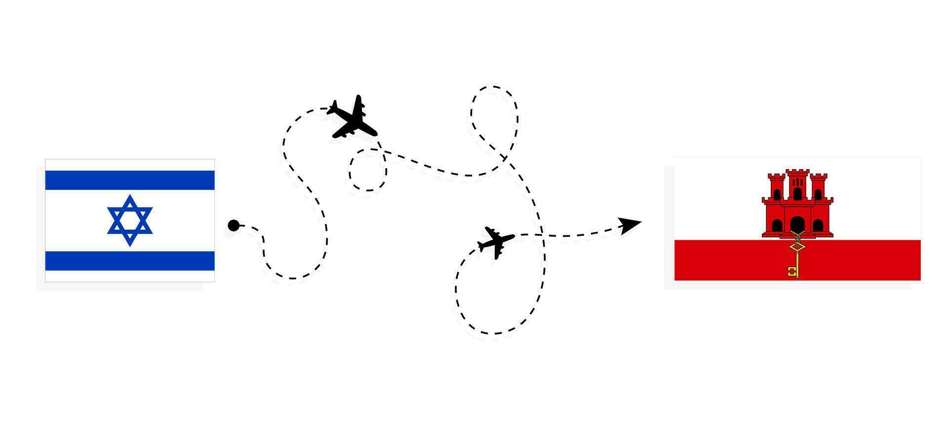 flyg och resa från Israel till gibraltar förbi passagerare flygplan resa begrepp vektor