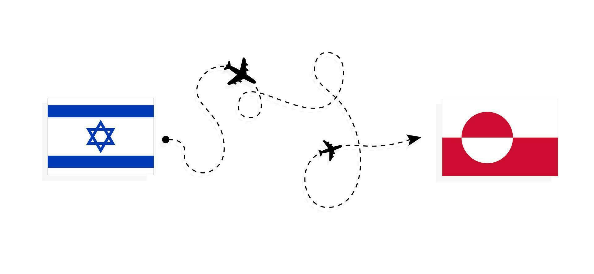 flyg och resa från Israel till Grönland förbi passagerare flygplan resa begrepp vektor