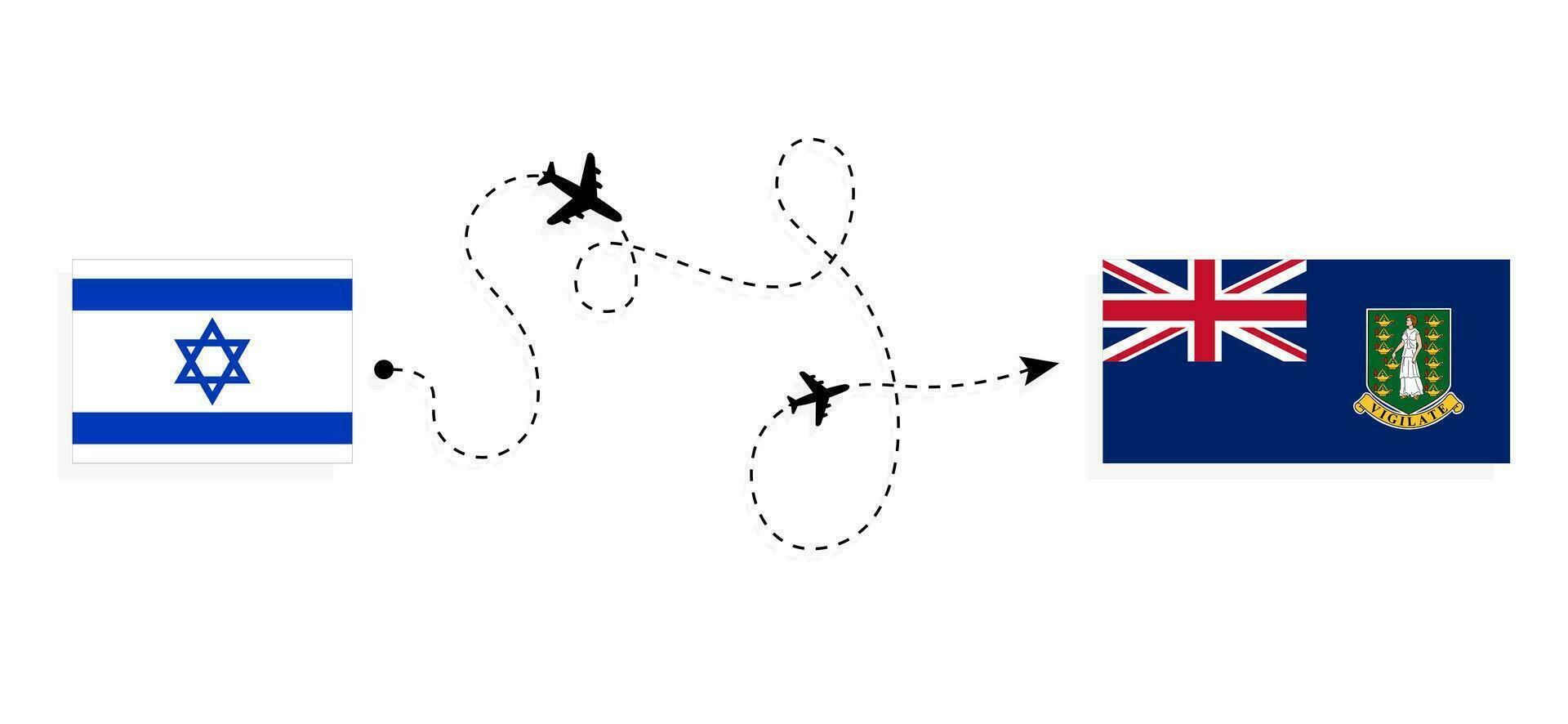 flyg och resa från Israel till brittiskt jungfrulig öar förbi passagerare flygplan resa begrepp vektor