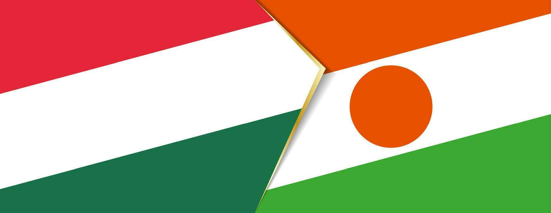 Ungarn und Niger Flaggen, zwei Vektor Flaggen.