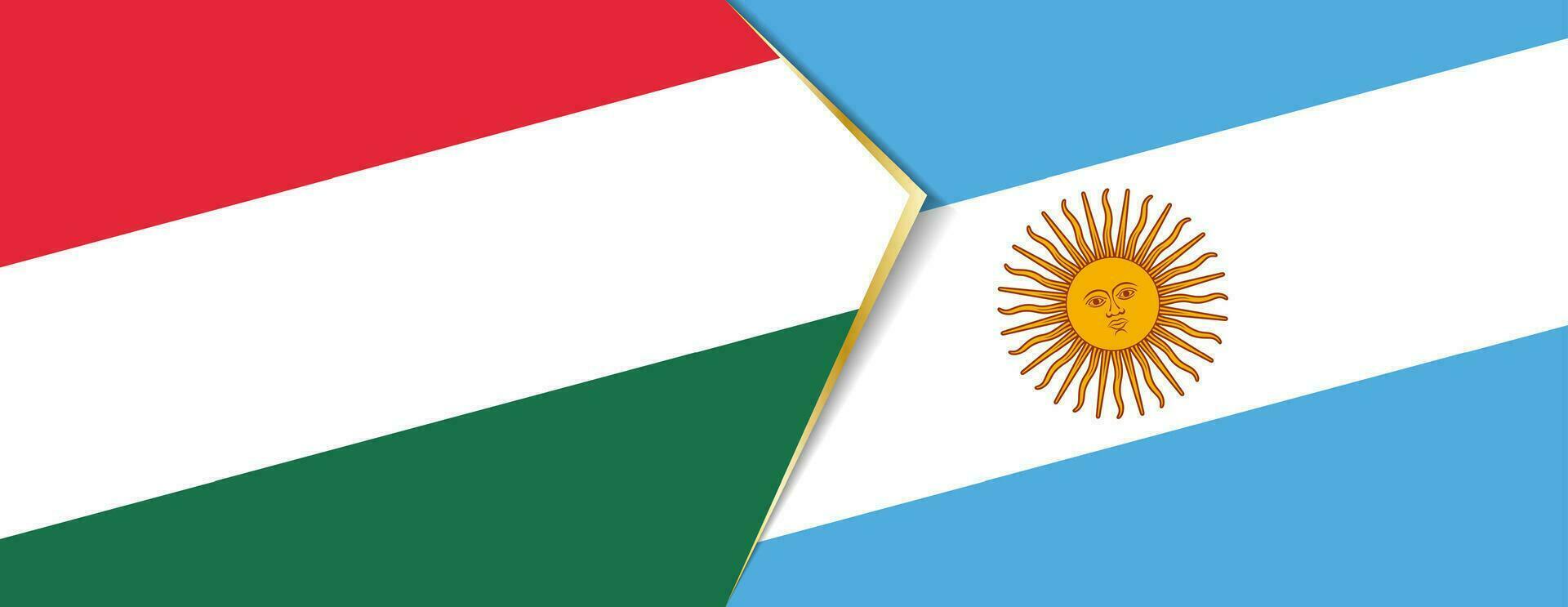 ungern och argentina flaggor, två vektor flaggor.