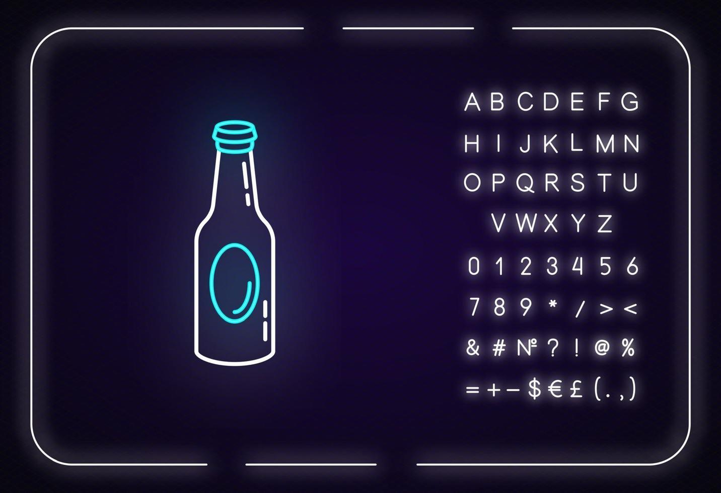 Bierflasche Neonlicht-Symbol vektor