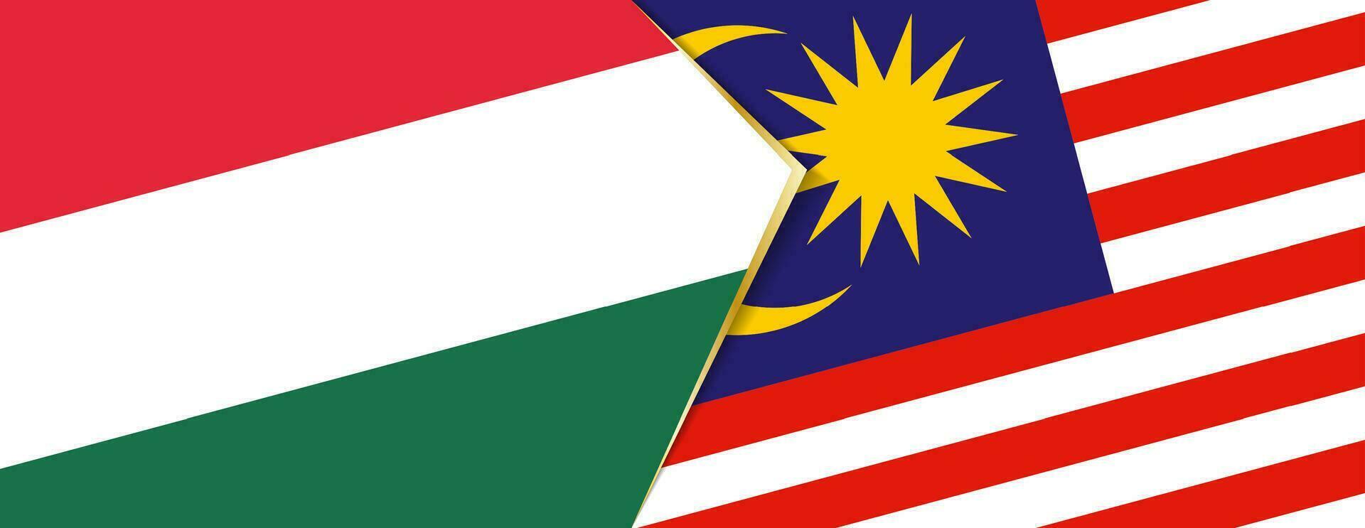 Ungarn und Malaysia Flaggen, zwei Vektor Flaggen.