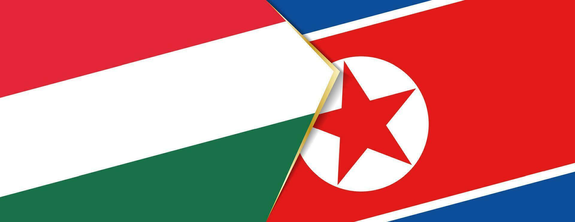 ungern och norr korea flaggor, två vektor flaggor.