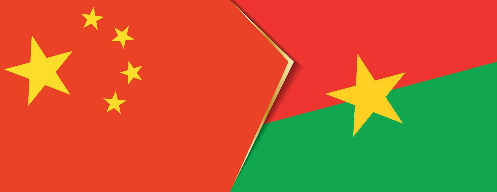 China und Burkina Faso Flaggen, zwei Vektor Flaggen.