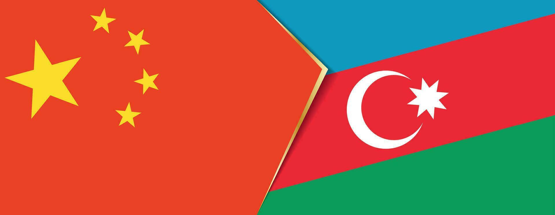 Kina och azerbaijan flaggor, två vektor flaggor.