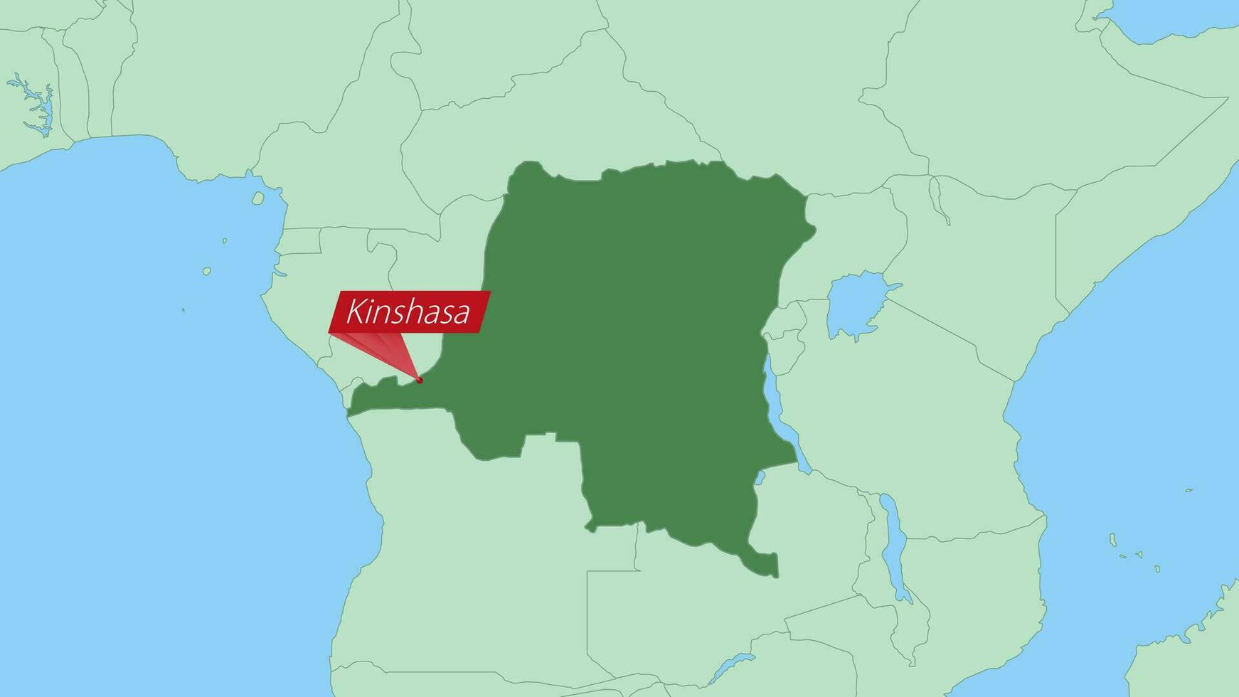 Karte von DR Kongo mit Stift von Land Hauptstadt. vektor