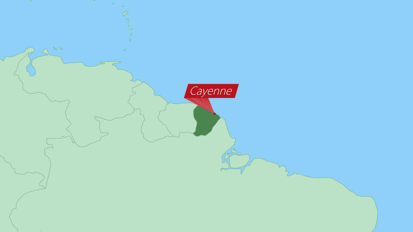 Karta av franska Guyana med stift av Land huvudstad. vektor