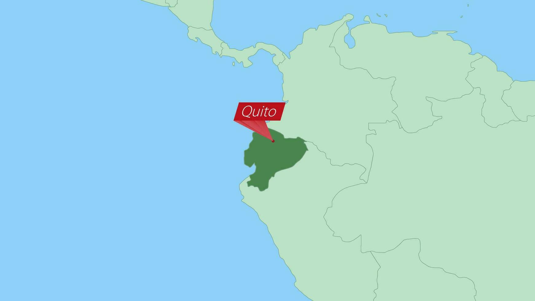 Karta av ecuador med stift av Land huvudstad. vektor