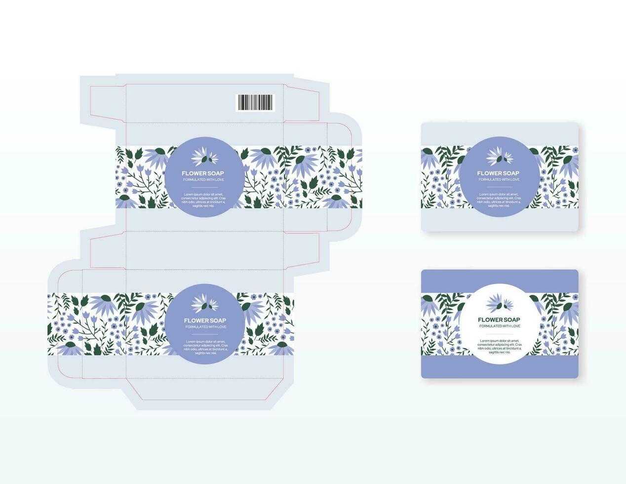 Blume Muster Seife Box Verpackung Design mit Layout vektor