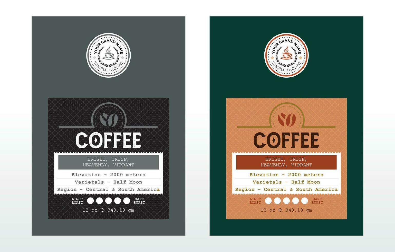 premie kaffe märka design samling, kaffe blandning etiketter redigerbar fil, kaffe påse etiketter design. svart guld premie etiketter. modern grafisk märka för kaffe förpackning mönster. vektor