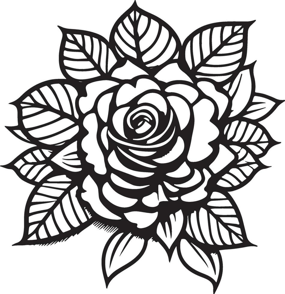 Rose Blume Clip Art schwarz Weiß Bilder. Hand gezeichnet Rosen. skizzieren Rose Blumen mit Blätter vektor