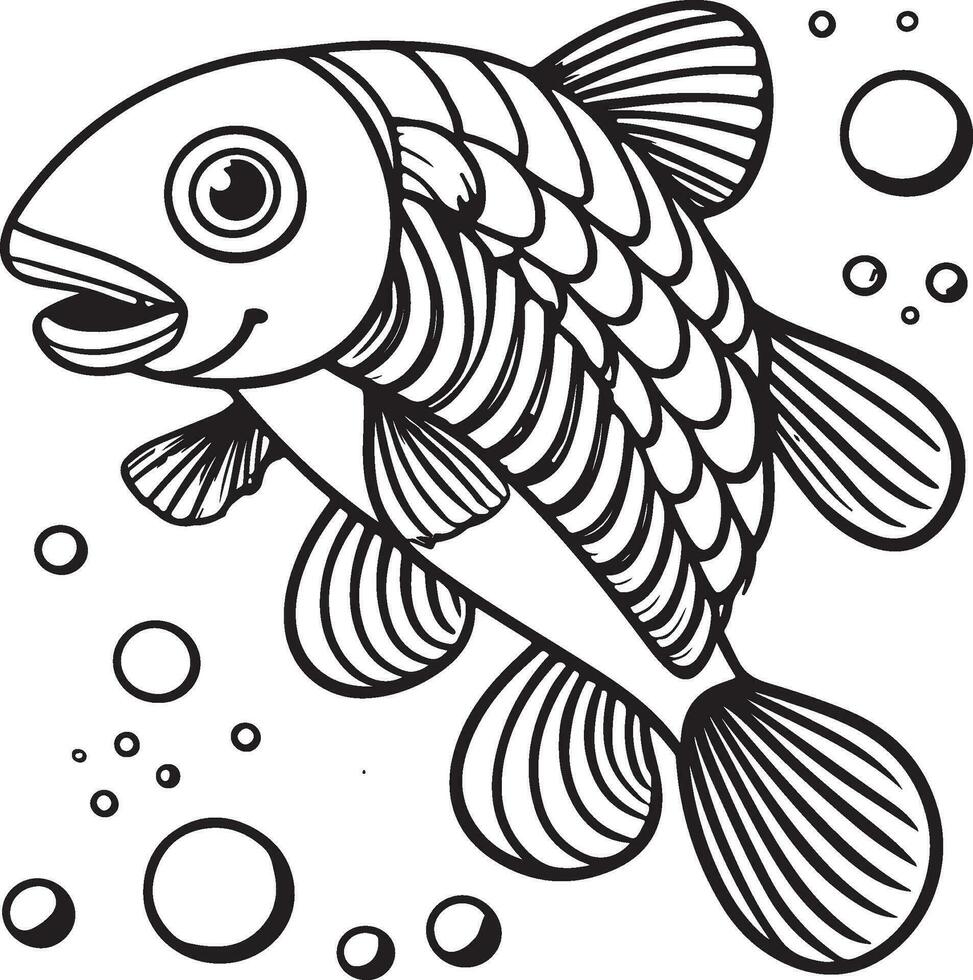 schwarz und Weiß Illustration zum Färbung Tiere, Färbung Buch und süß Fisch. vektor