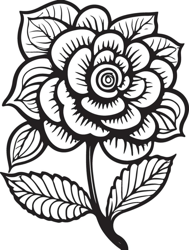 reste sig blomma ClipArt svart vit bilder. hand dragen rosor. skiss reste sig blommor med löv vektor