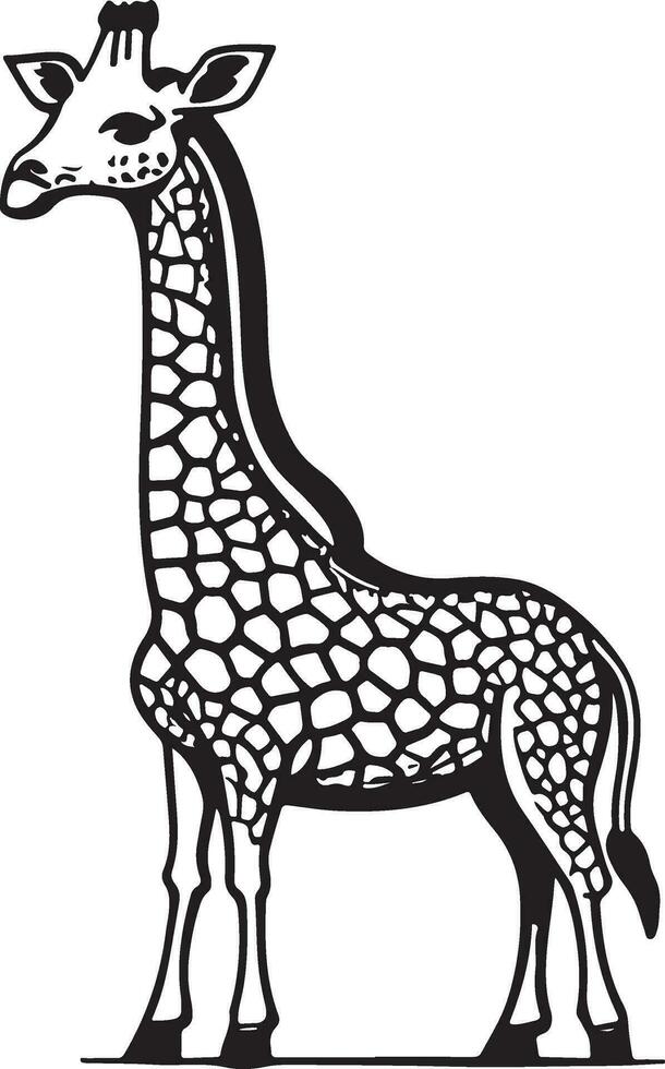 Giraffe Karikatur Zeichen isoliert auf Weiß Hintergrund. Illustration zum Kinder. Färbung Buch. Färbung Buchseite. vektor