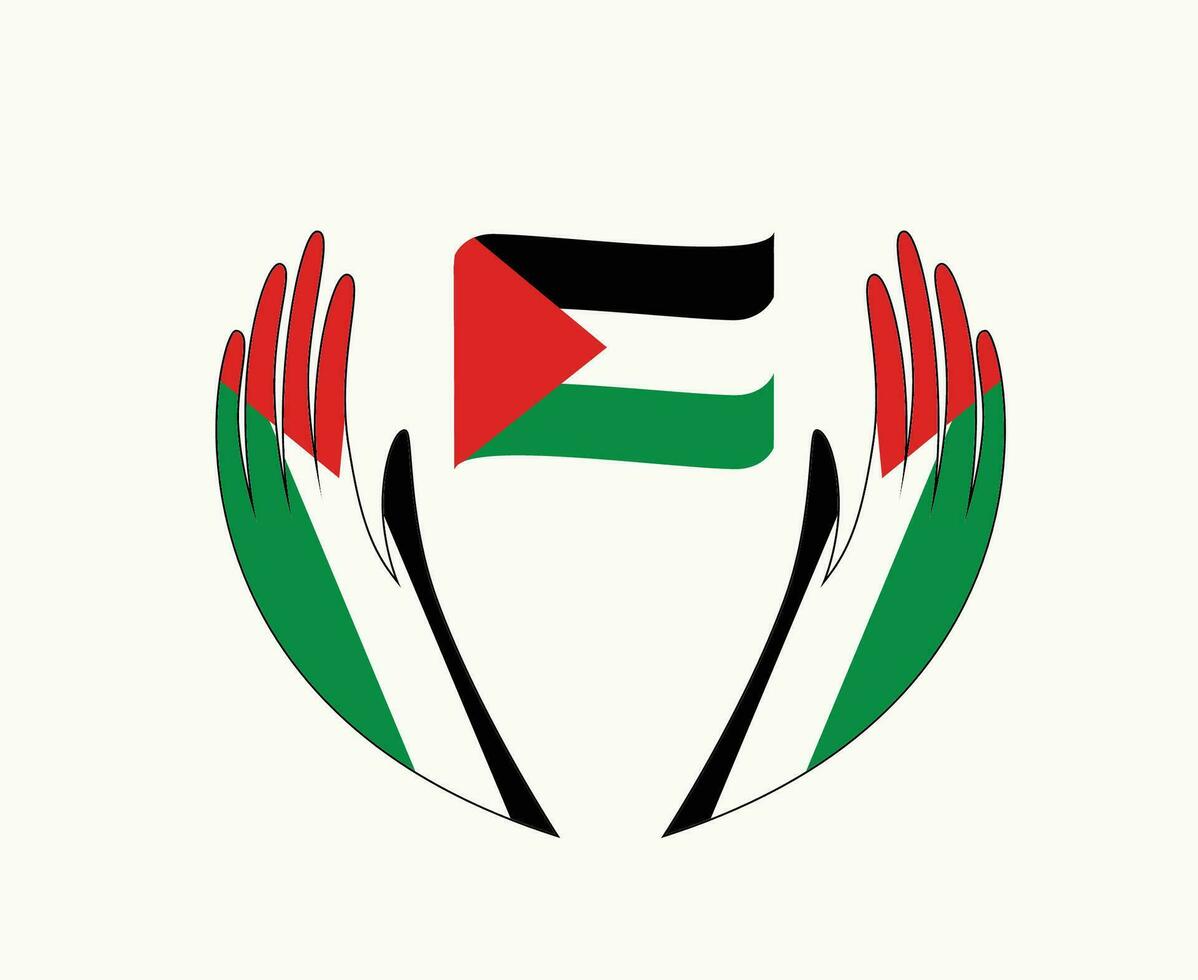 palestina flagga band emblem med händer symbol mitten öst Land abstrakt design vektor illustration