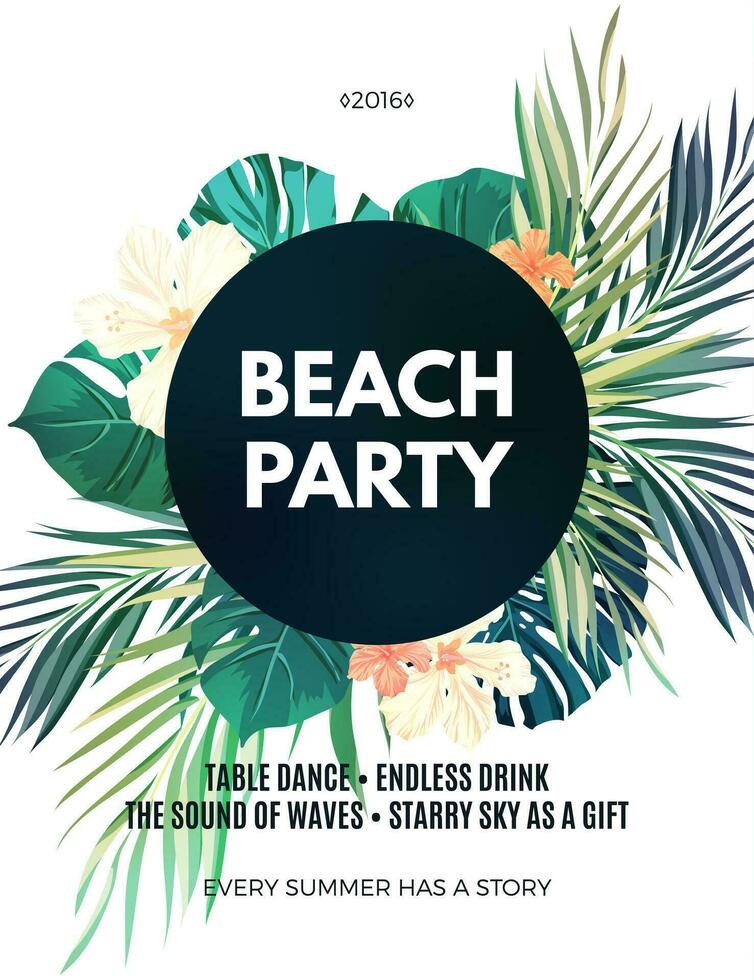 tropisch Sommer- Party Flyer Vorlage vektor