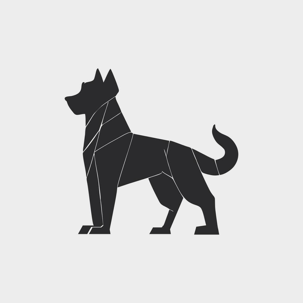 Vektor schwarze Silhouette eines Hundes isoliert auf weißem Hintergrund.