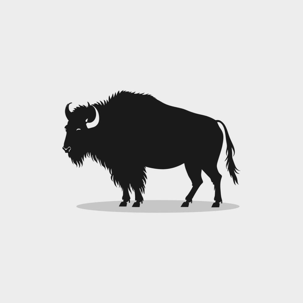 Bison Logo Vektor Symbol. Büffel Illustration. wild Tier Zeichen, schwarz isoliert im Weiß Hintergrund