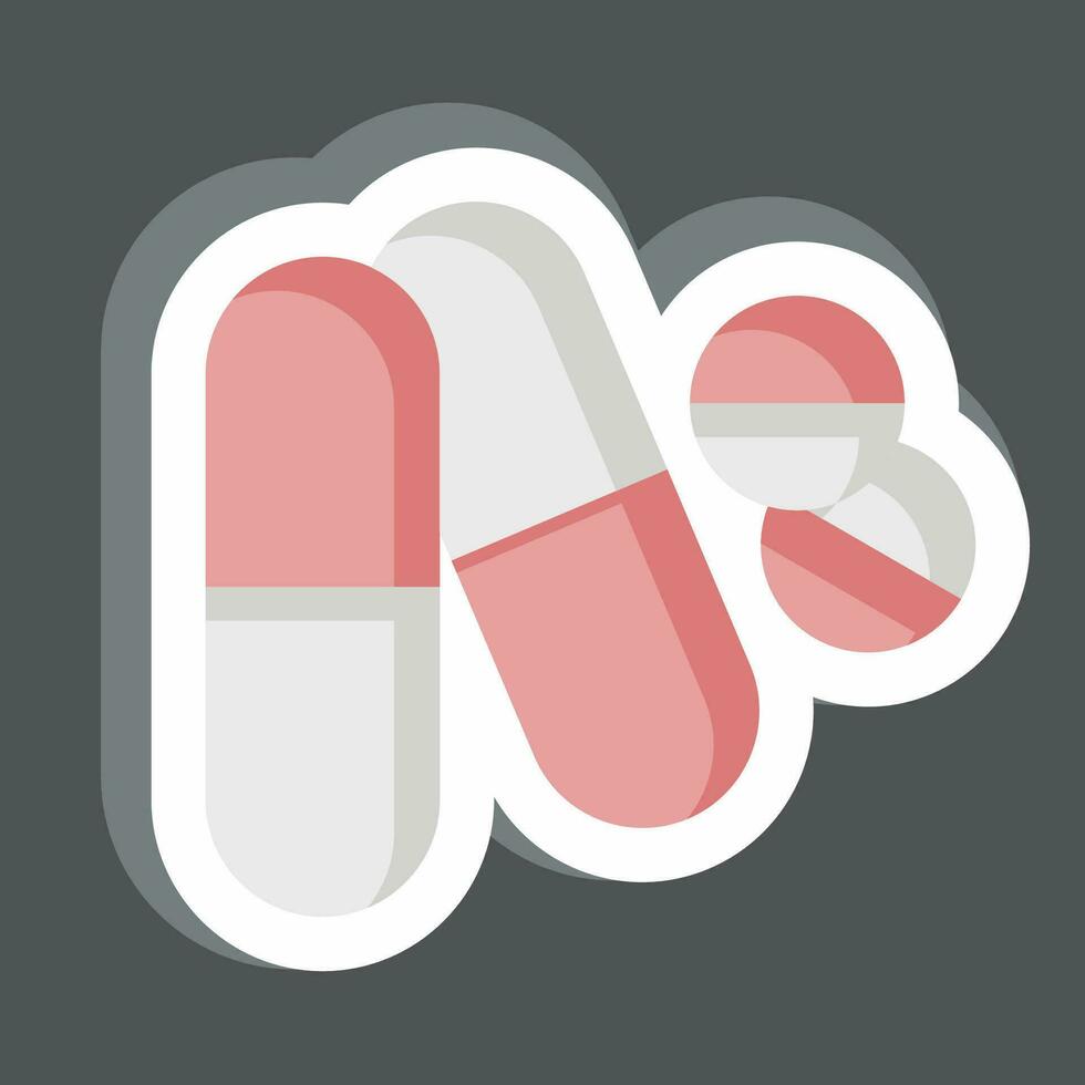 klistermärke piller. relaterad till värld cancer symbol. enkel design redigerbar. enkel illustration vektor