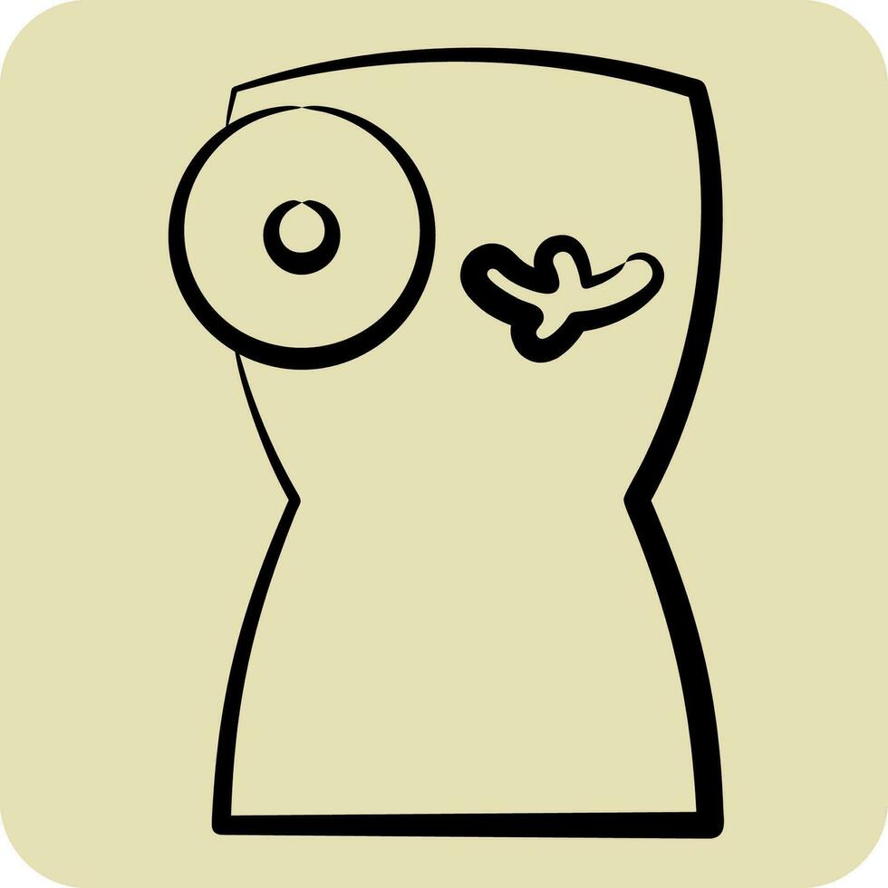 ikon bröst cancer. relaterad till värld cancer symbol. hand dragen stil. enkel design redigerbar. enkel illustration vektor