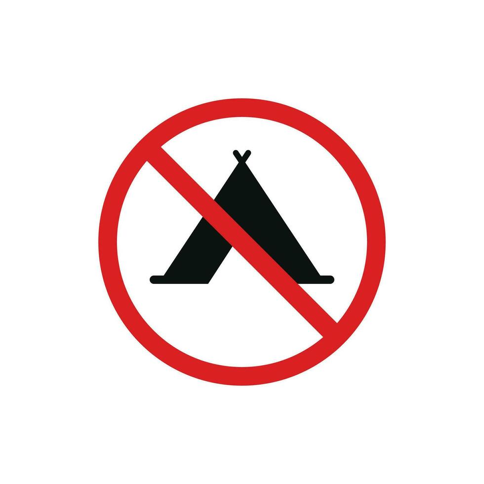 Nein Camping Symbol Symbol isoliert auf Weiß Hintergrund vektor