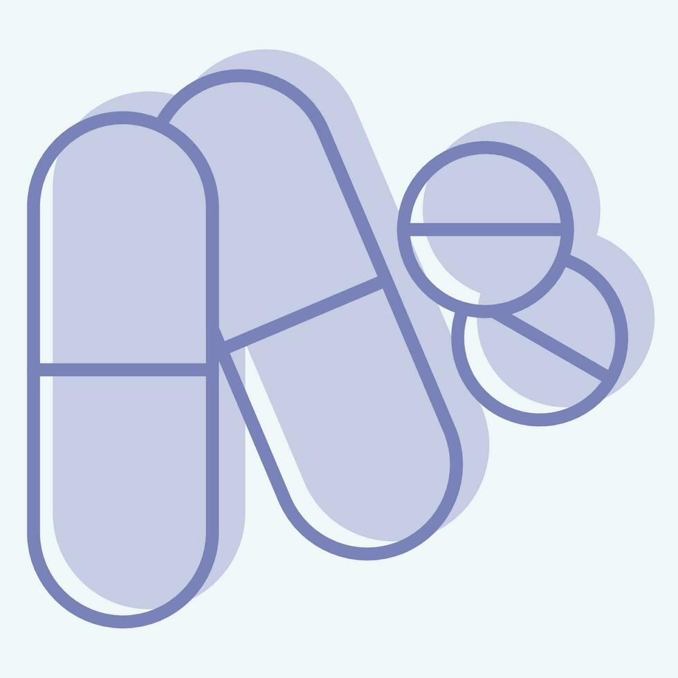 Symbol Pillen. verbunden zu Welt Krebs Symbol. zwei Ton Stil. einfach Design editierbar. einfach Illustration vektor