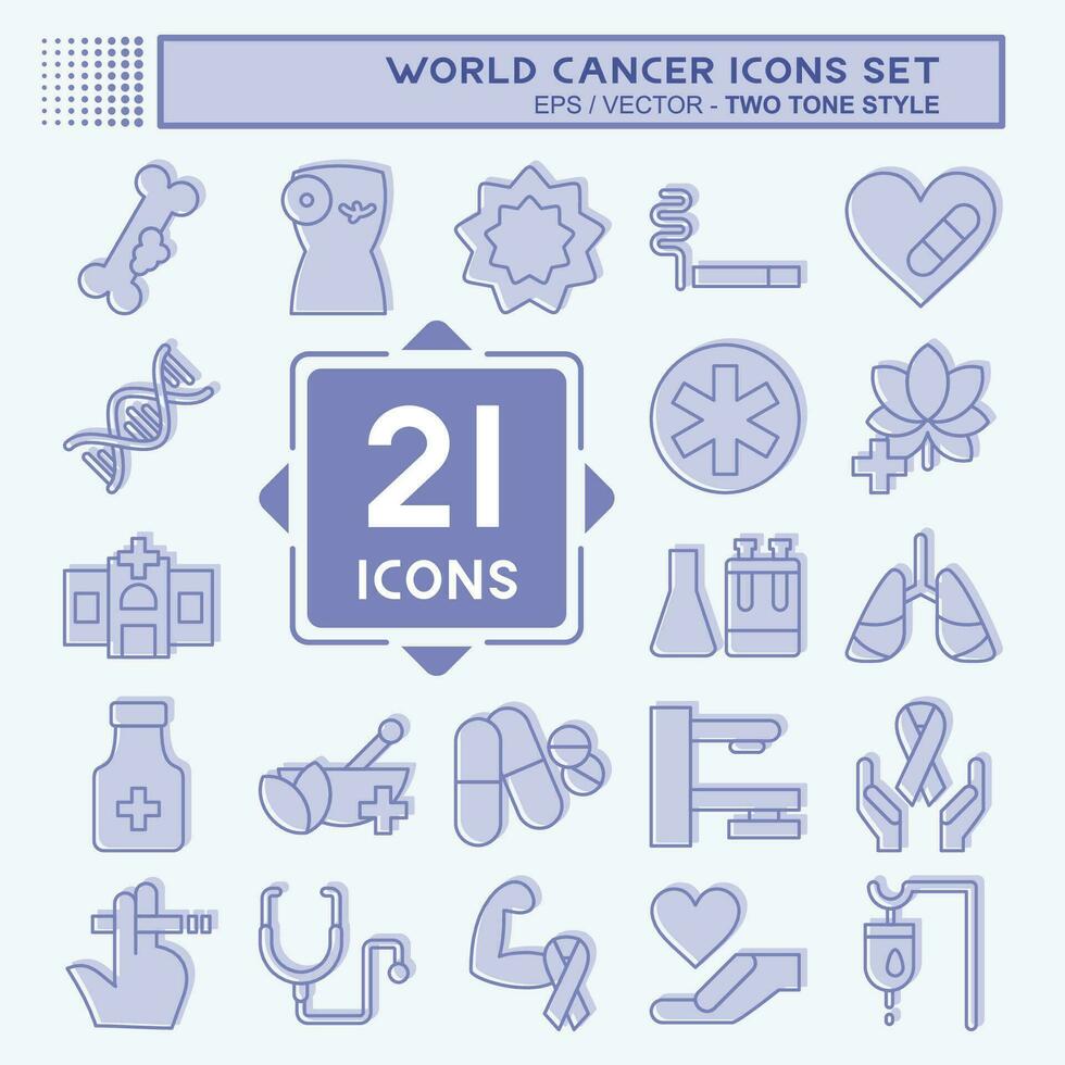 Symbol einstellen Welt Krebs. verbunden zu Gesundheit Symbol. zwei Ton Stil. einfach Design editierbar. einfach Illustration vektor