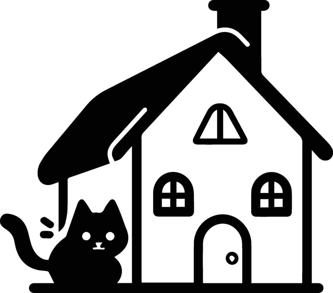 Haus von Hunde und Katzen Logo im Tier Klinik Konzept im eben Linie Kunst Stil vektor