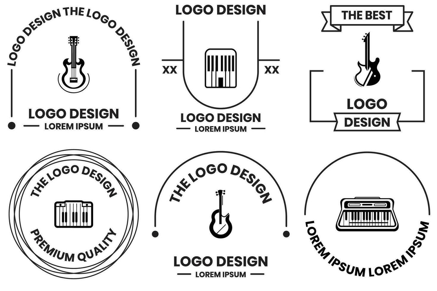 Klang Wellen oder Musik- Logo im eben Linie Kunst Stil vektor