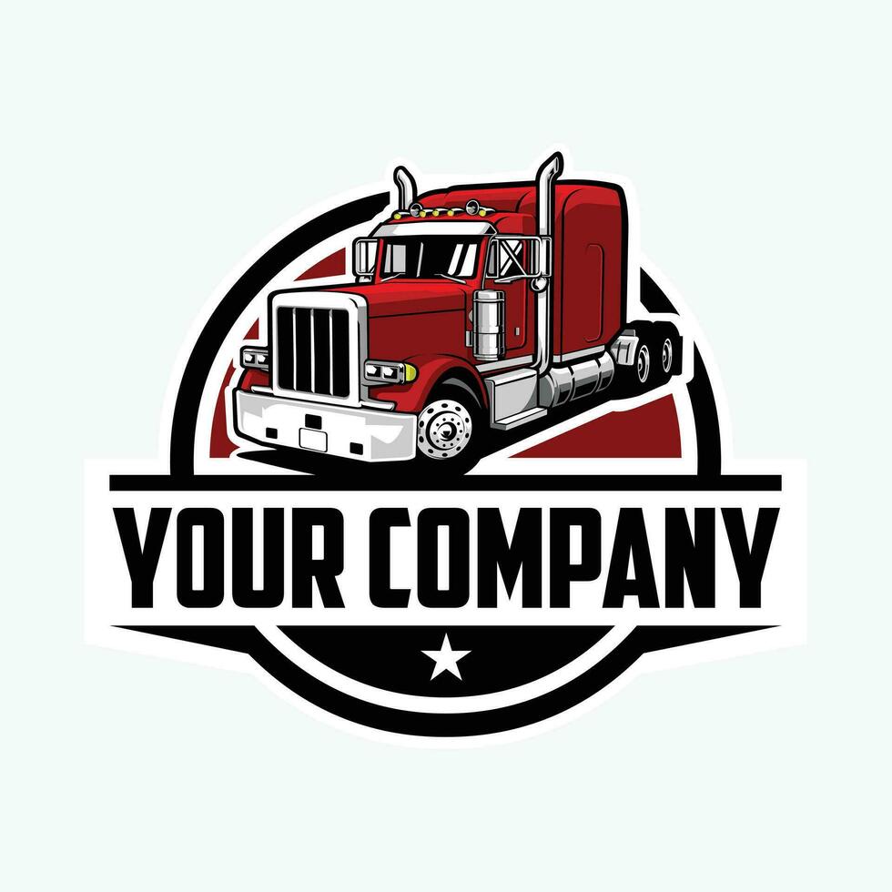 premie lastbilstransporter företag redo tillverkad logotyp. 18 wheeler semi lastbil logotyp vektor. bäst för lastbilstransporter och frakt relaterad industri vektor