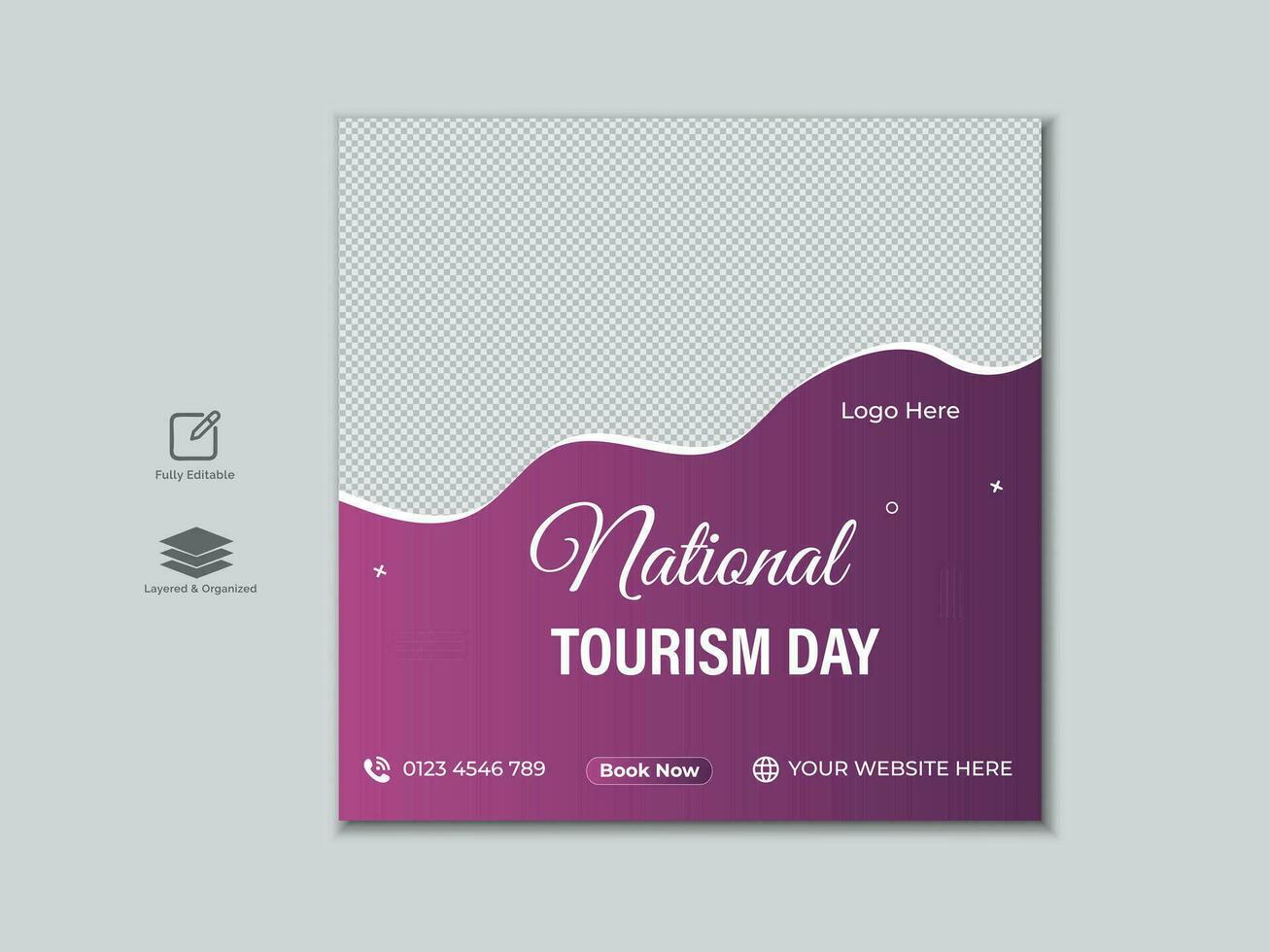 värld turism dag social media posta design vektor