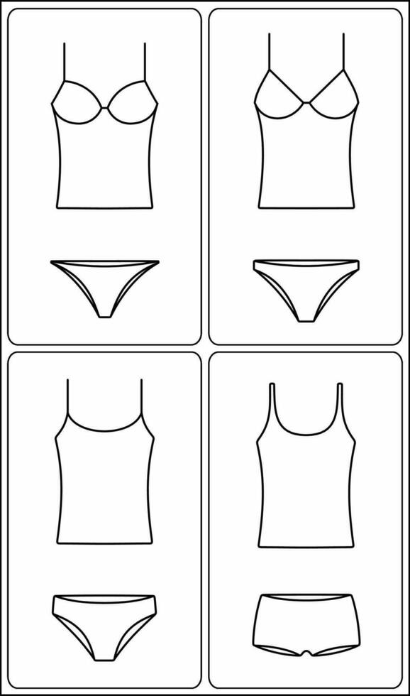 Damen Unterwäsche. Gurt Spitze, Höschen, kurze Hose Linie Symbol. Vektor Illustration.