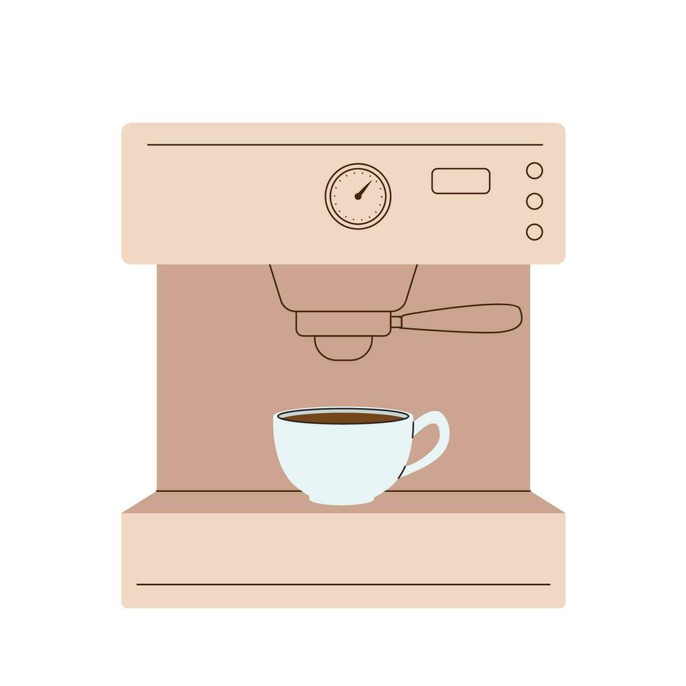 Kaffee Hersteller und Maschine mit Tasse Vektor Illustration