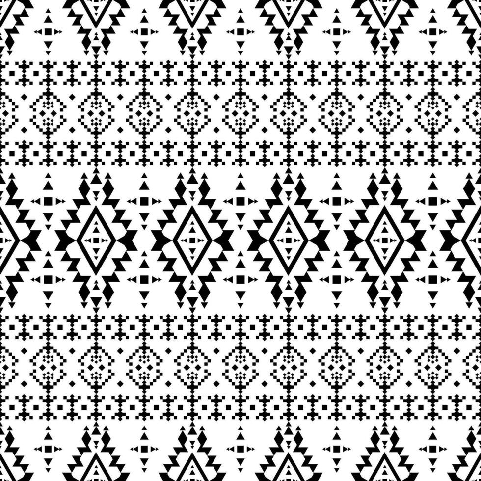 nahtlos einheimisch amerikanisch Muster. geometrisch abstrakt ethnisch Motiv. Vektor im orientalisch Stammes- zeitgenössisch Stil. schwarz und Weiß. Design zum Stoff, Textil, Ornament, Drucken, Innere, Teppich.