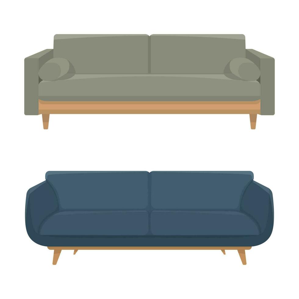 eben Design Sofa verschiedene Formen. Vektor Illustration